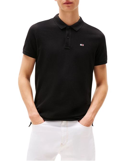 Polo nera in cotone Tommy Jeans | DM0DM20676BDS